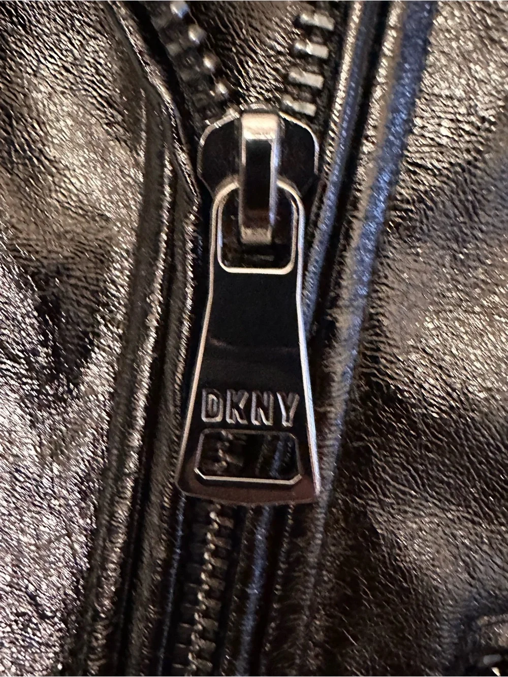 DKNY Black Faux Patent Leather Moto Jacket - Picture 4 of 10